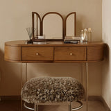 French Retro Makeup Vanity with Triple Folding Mirror