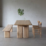Wooden Rectangular Dining Table and Bench Set