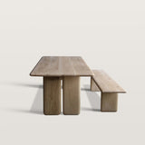 Wooden Rectangular Dining Table and Bench Set
