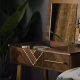 Small Sized Light Luxury Makeup Vanity with Hidden Mirror