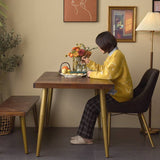Dining Table with Interlocking Herringbone Layout on the Tabletop