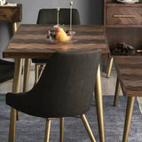 Dining Table with Interlocking Herringbone Layout on the Tabletop