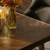 Dining Table with Interlocking Herringbone Layout on the Tabletop