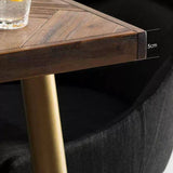 Dining Table with Interlocking Herringbone Layout on the Tabletop