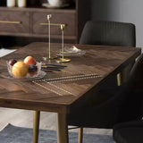 Dining Table with Interlocking Herringbone Layout on the Tabletop