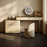 Walnut Makeup Vanity Set with Saddle Leather Finish