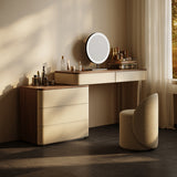 Walnut Makeup Vanity Set with Saddle Leather Finish