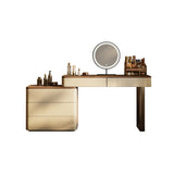 Walnut Makeup Vanity Set with Saddle Leather Finish