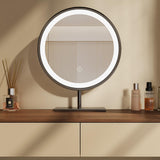 Walnut Makeup Vanity Set with Saddle Leather Finish