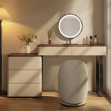 Walnut Makeup Vanity Set with Saddle Leather Finish