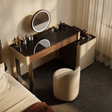 Light Luxury Makup Vanity with Saddle Leather Finish