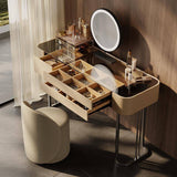 Bedside Integrated Storage Makeup Vanity with Glass Top