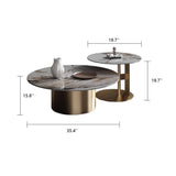 Rock Slab Combination Round Coffee Table with Golden Base