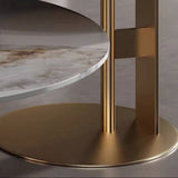 Rock Slab Combination Round Coffee Table with Golden Base