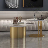 Rock Slab Combination Round Coffee Table with Golden Base