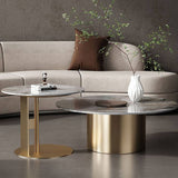 Rock Slab Combination Round Coffee Table with Golden Base