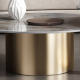 Rock Slab Combination Round Coffee Table with Golden Base