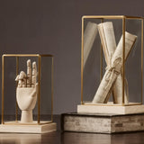 Geometric Art Ornament with Glass Cover for Bookshelf Desk