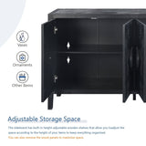 Sideboard Cabinet with Adjustable Storage Wooden Carved Handle