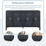 Sideboard Cabinet with Adjustable Storage Wooden Carved Handle