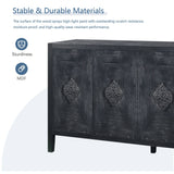 Sideboard Cabinet with Adjustable Storage Wooden Carved Handle