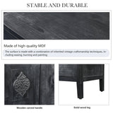 Sideboard Cabinet with Adjustable Storage Wooden Carved Handle