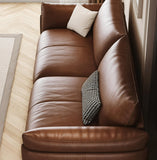 Cowhide Straight Row Sofa with Goose Down and Sponge