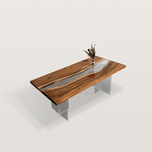 Modern Solid Wood Resin Tea Table Dining Table