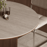 Rock Board Small Round Table Walnut Dining Table