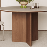 Rock Board Small Round Table Walnut Dining Table