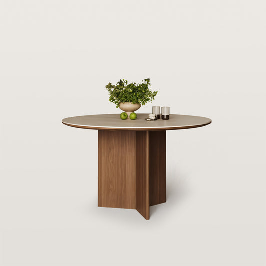 Rock Board Small Round Table Walnut Dining Table