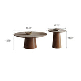 Rock Board Solid Wood Living Room Round Coffee Table Set