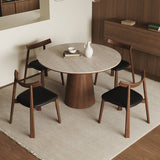 47in Round Wood Pedestal Dining Table for Bedroom