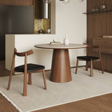 47in Round Wood Pedestal Dining Table for Bedroom