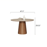 47in Round Wood Pedestal Dining Table for Bedroom