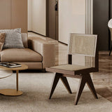 Retro Wood Rattan Chair with Backrest