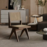 Retro Wood Rattan Chair with Backrest