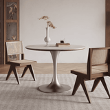 Retro Wood Rattan Chair with Backrest