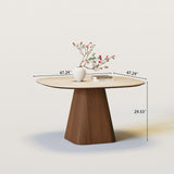 Square Wood Pedestal Dining Table for 4 Seater