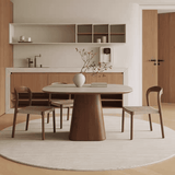 Square Wood Pedestal Dining Table for 4 Seater