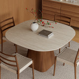Square Wood Pedestal Dining Table for 4 Seater