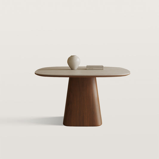 Square Wood Pedestal Dining Table for 4 Seater