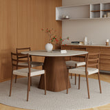 Square Wood Pedestal Dining Table for 4 Seater