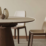 Extendable Rock Slab Dining Table with Conical Base