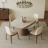 Extendable Rock Slab Dining Table with Conical Base