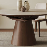 Extendable Rock Slab Dining Table with Conical Base