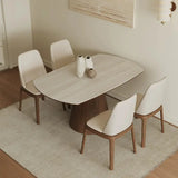 Extendable Rock Slab Dining Table with Conical Base