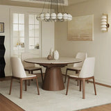 Extendable Rock Slab Dining Table with Conical Base