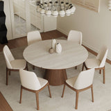 Extendable Rock Slab Dining Table with Conical Base