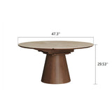 Extendable Rock Slab Dining Table with Conical Base